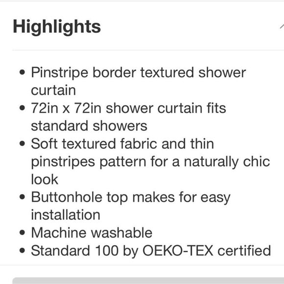 HEARTH & HAND NWT pinstripe border textured shower curtain -blue - Picture 5 of 9